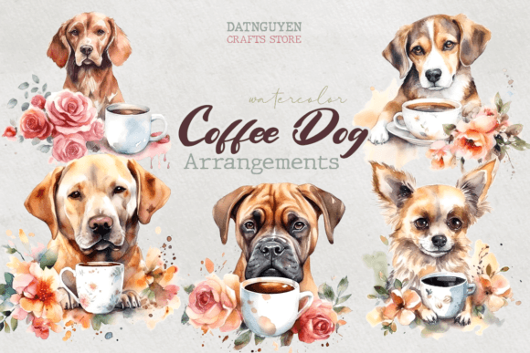Download Dog Coffe Floral Watercolor Bundle - Floral watercolor bundle Collection
