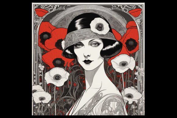 Download Art Deco Red Poppies Clipart - Red poppies Collection