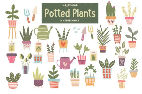 Download Potted Plants Clipart Set - Potted plants Collection