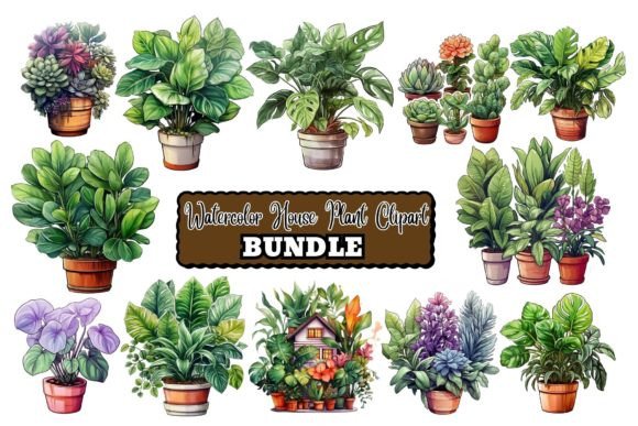 Download Watercolor Potted Plants Clipart - Potted plants Collection