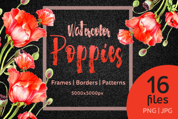 Download Watercolor Red Poppies Flower Set - Red poppies Collection