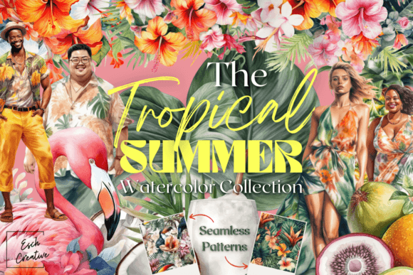 Download Tropical Summer Floral Watercolor Bundle - Floral watercolor bundle Collection