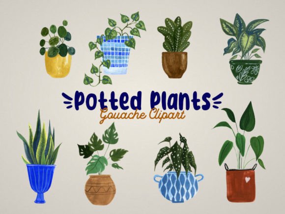 Download Potted Plants Gouache - Potted plants Collection