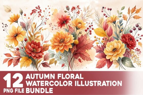 Download Autumn Floral Watercolor Bundle - Floral watercolor bundle Collection