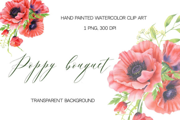 Download Watercolor Red Poppies Bouquet Flower - Red poppies Collection